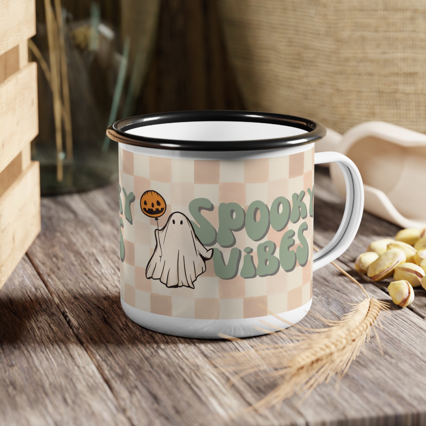 Spooky Vibes Cute Ghost Camp/Coffee Cup