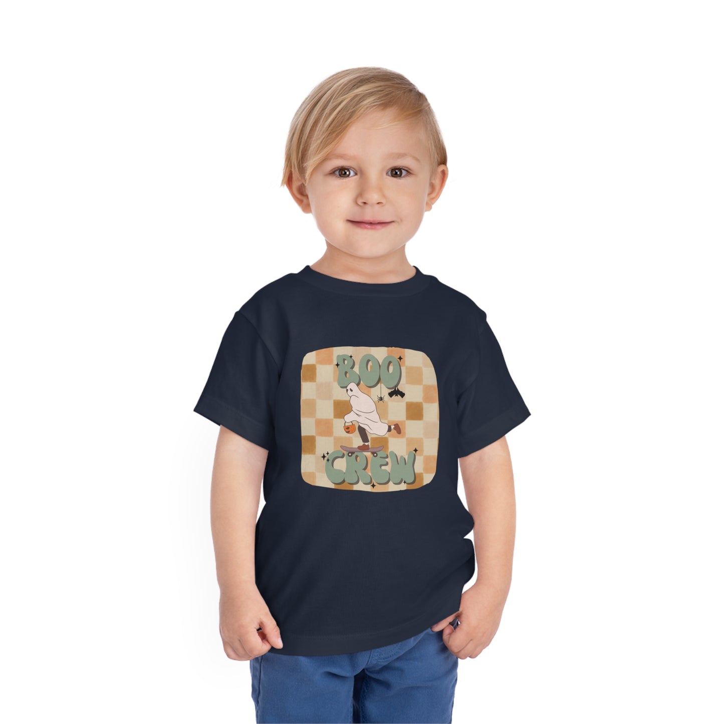 Toddler Boo Crew Ghost Skateboard Short Sleeve Halloween Tee