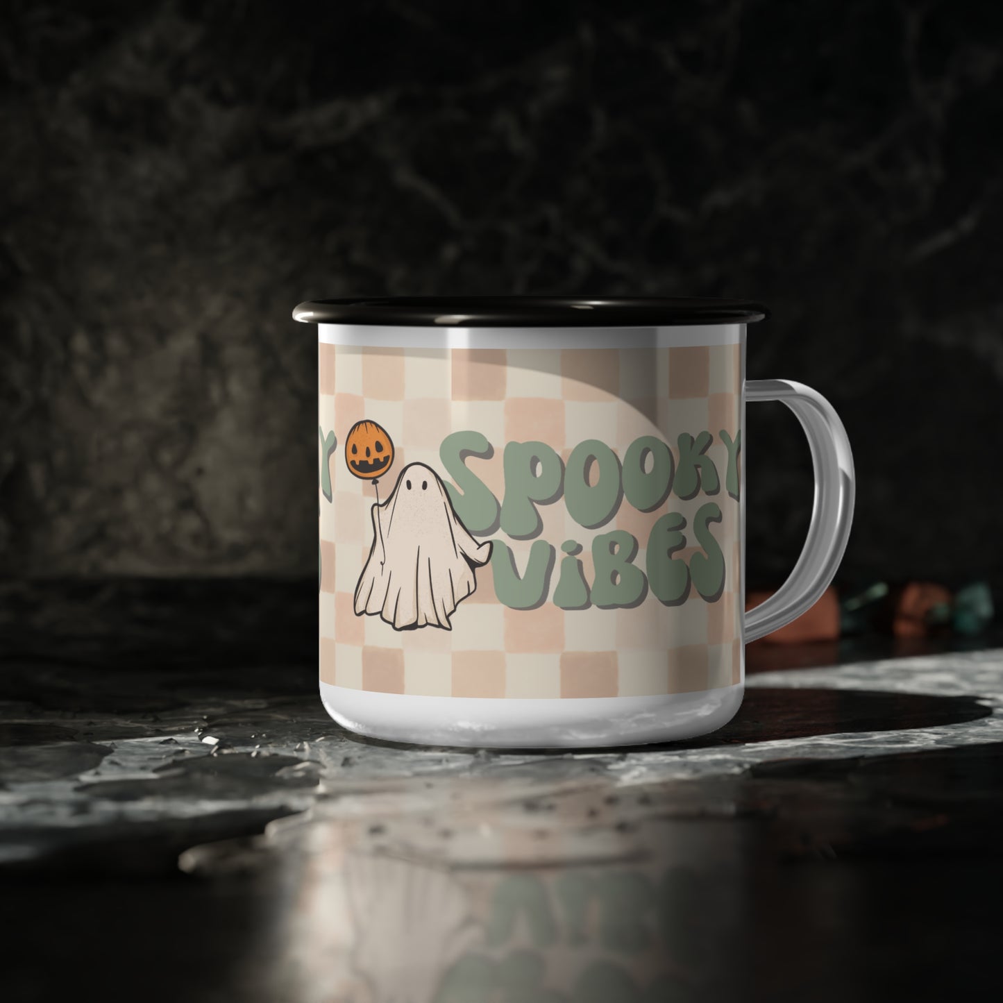 Spooky Vibes Cute Ghost Camp/Coffee Cup