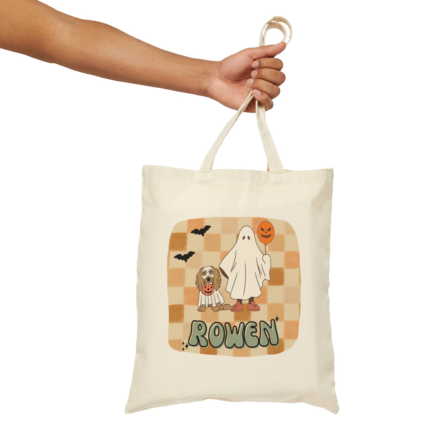 Personalized Spooky Ghost Boy Ghost Dog Halloween Tote Trick or Treat Bag