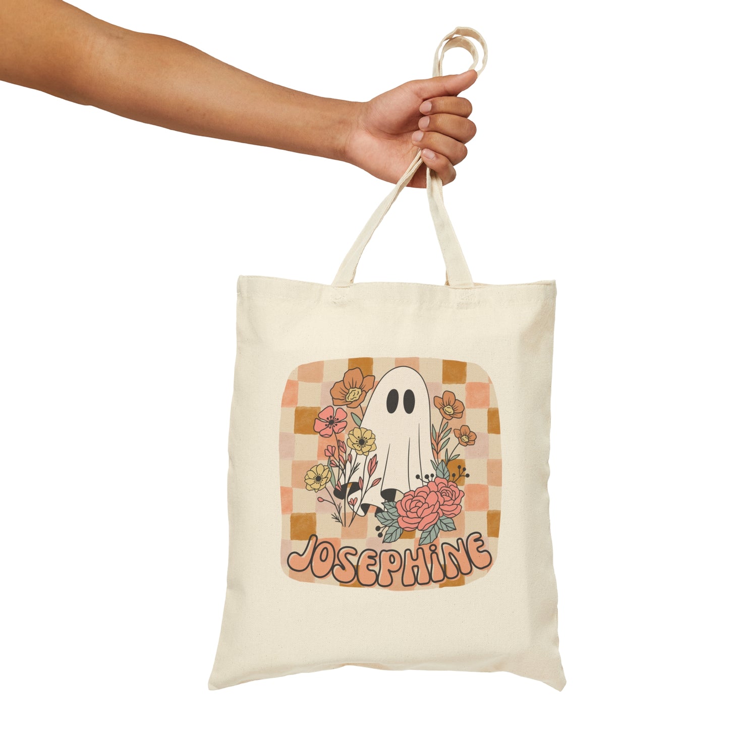 Personalized Spooky Floral Ghost Halloween Tote/Trick-or-Treat Bag